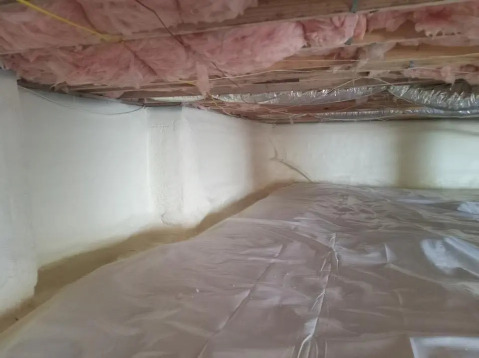 Crawl space encapsulation with closed-cell spray foam for Roof Waterproofing in Timberlake